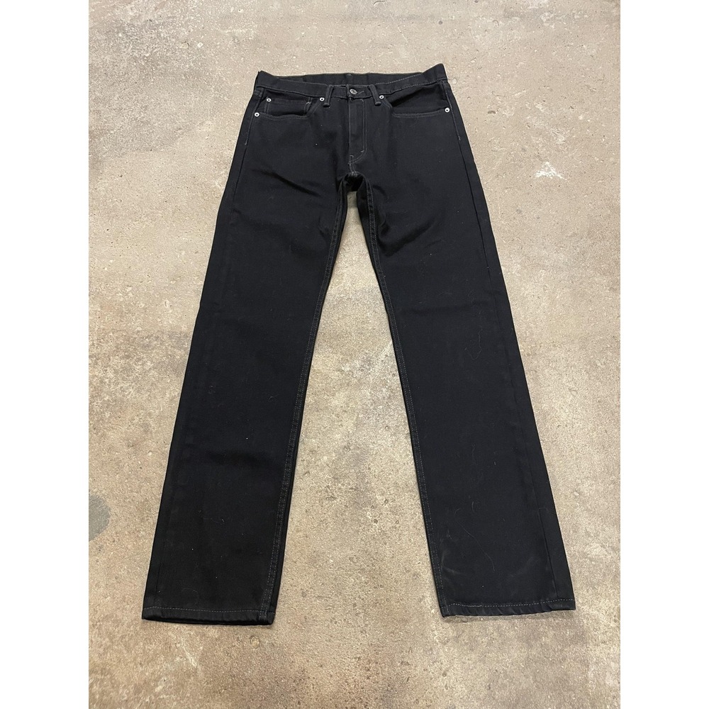 Levis 505 Jeans Mens 34x34 Black Denim Regular Straight Leg Zip Fly Dark Wash